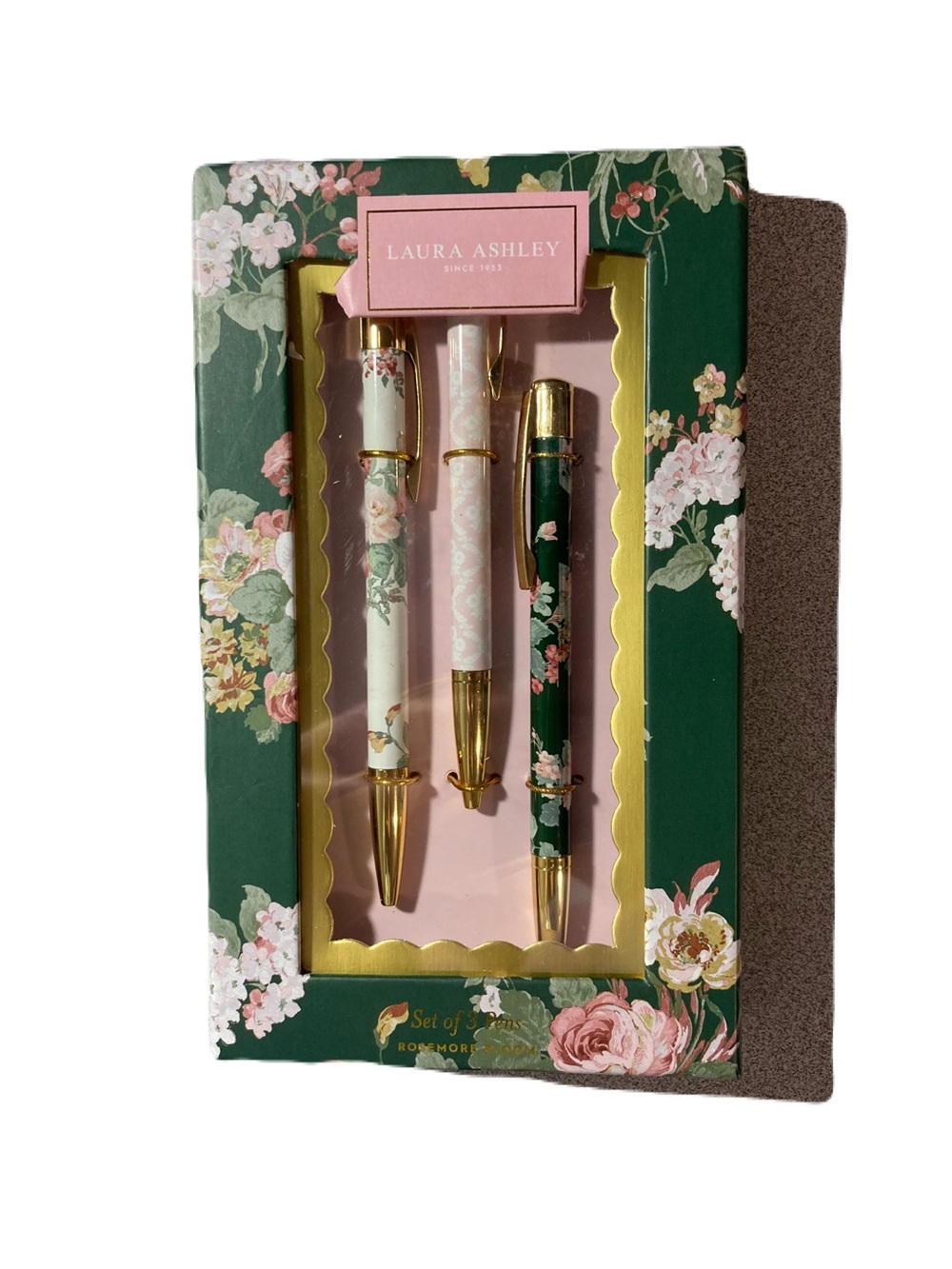 Laura Ashley “Rosemore Bloom” Luxury Floral Ballpoint Pen Set | 3 Pack | NWOT